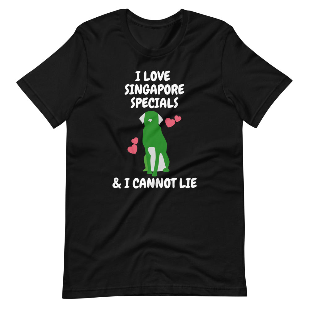 I Love Singapore Specials, Short-Sleeve Unisex T-Shirt, Black