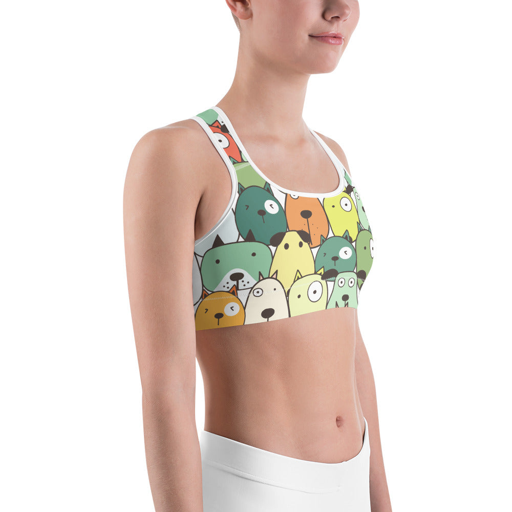 Funny Dogs Sports Bras - Green