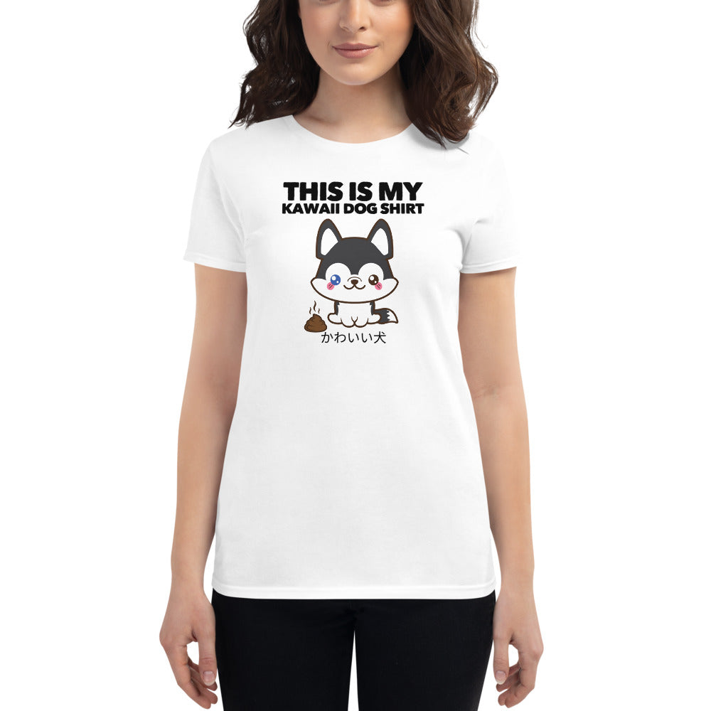 This Is My Kawaii Dog Shirt Husky, Women's short sleeve t-shirt, White