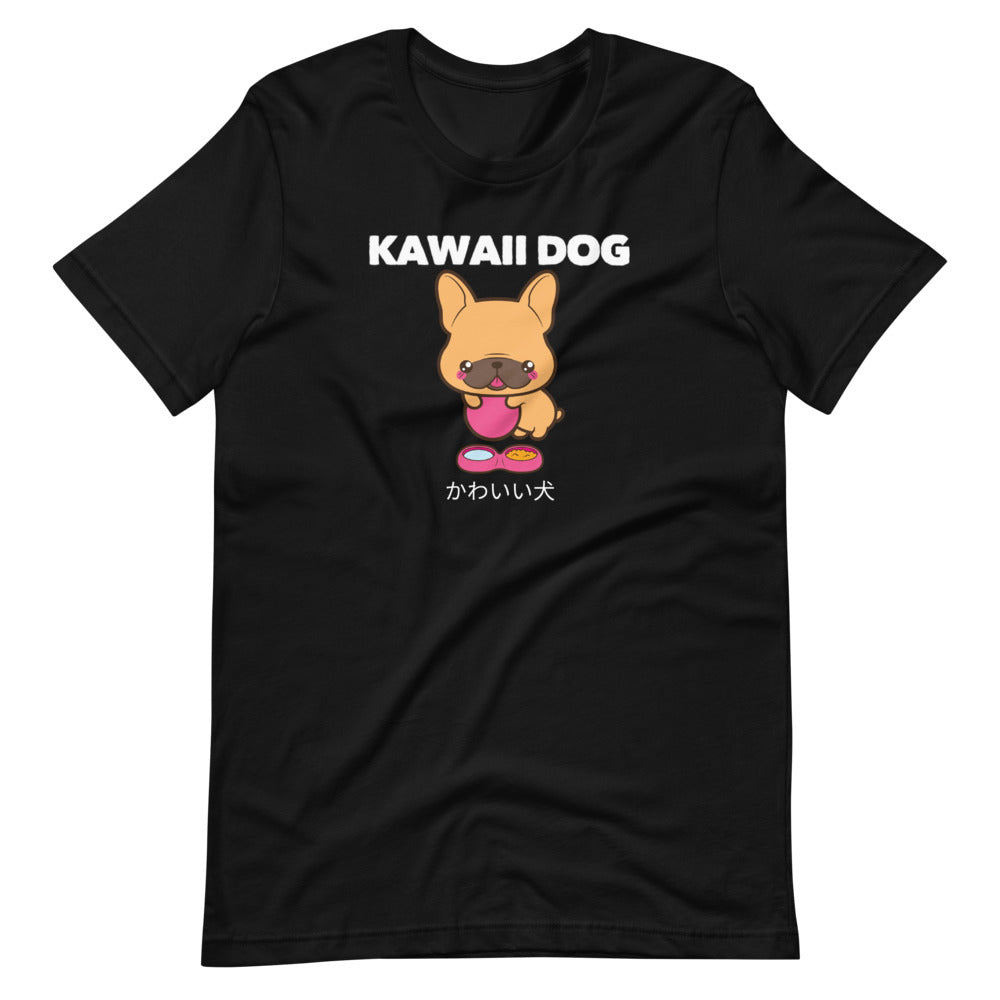 Kawaii Dog Frenchie, Short-Sleeve Unisex T-Shirt, Black