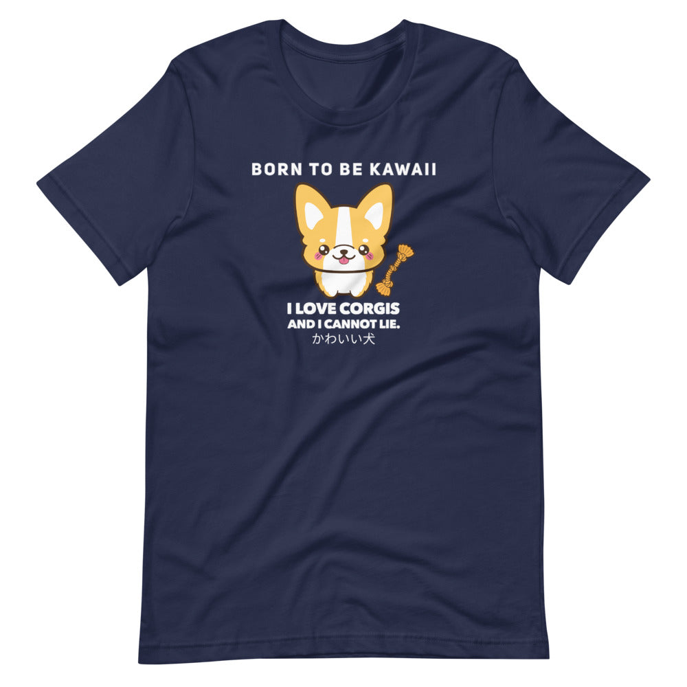 Born To Be Kawaii Corgi, Short-Sleeve Unisex T-Shirt, Navy