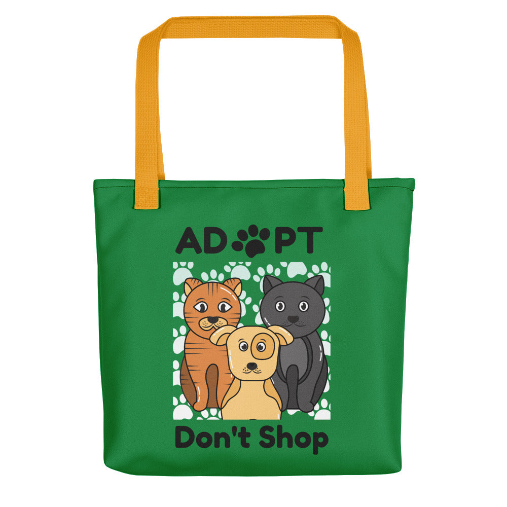 adopt don't shop tote bags - green yellow