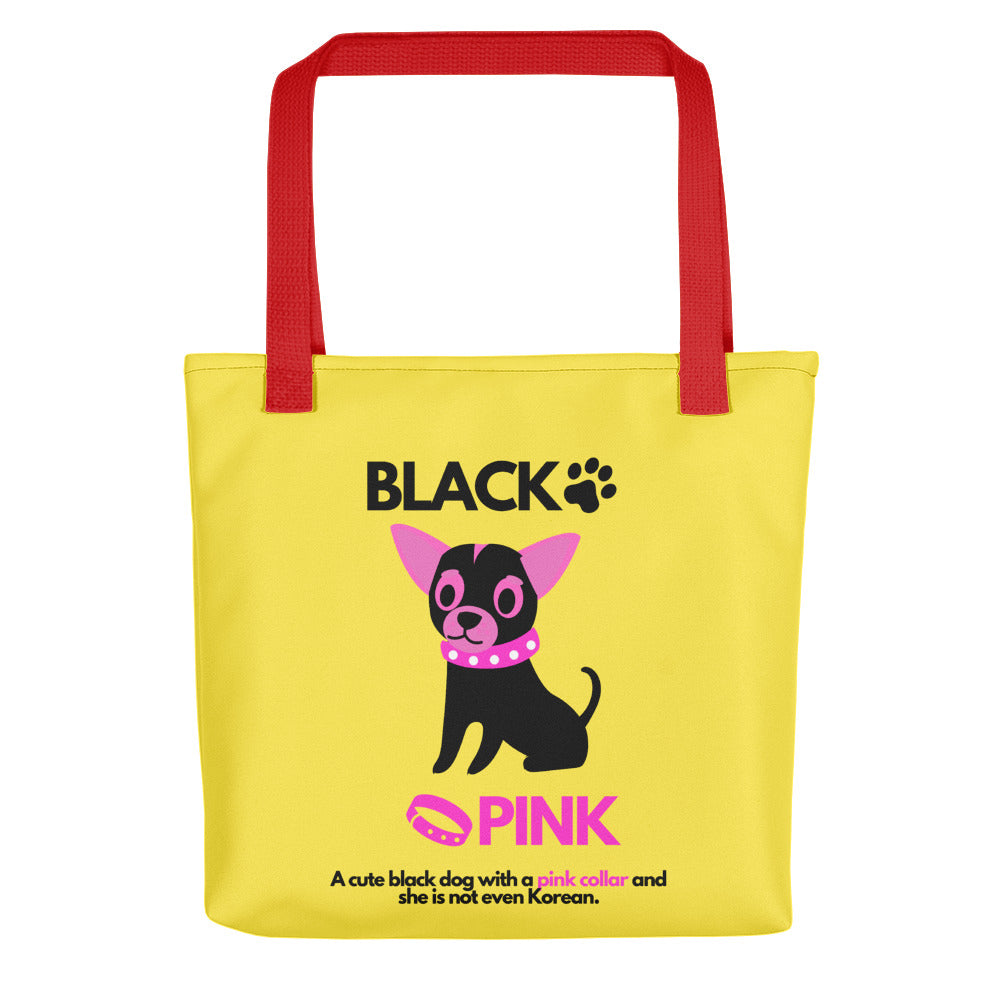 Black Pink Dog, Tote Bags