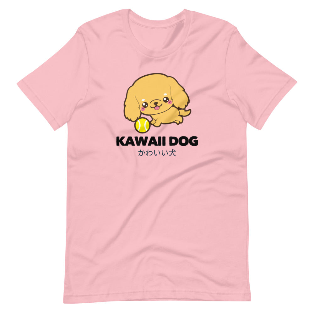 Kawaii Dog Corker Spaniel, Short-Sleeve Unisex T-Shirt, Pink
