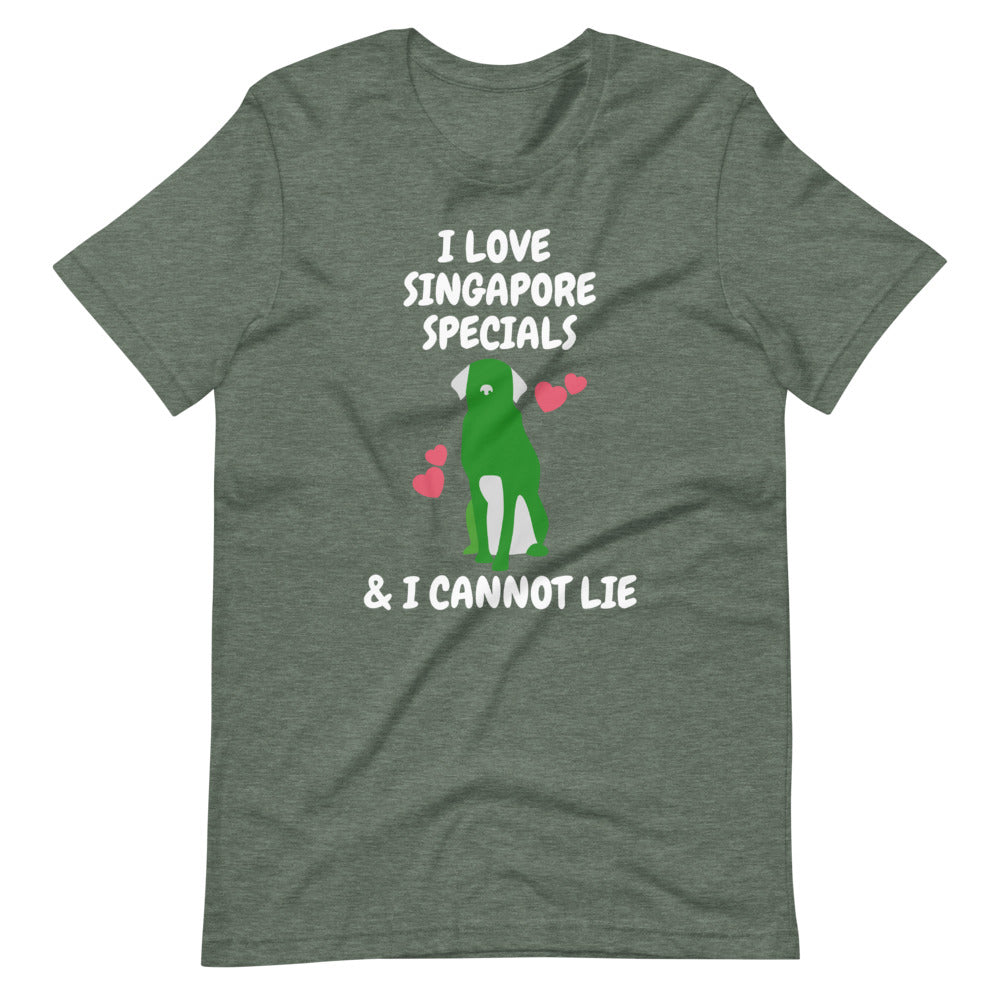 I Love Singapore Specials, Short-Sleeve Unisex T-Shirt, Green