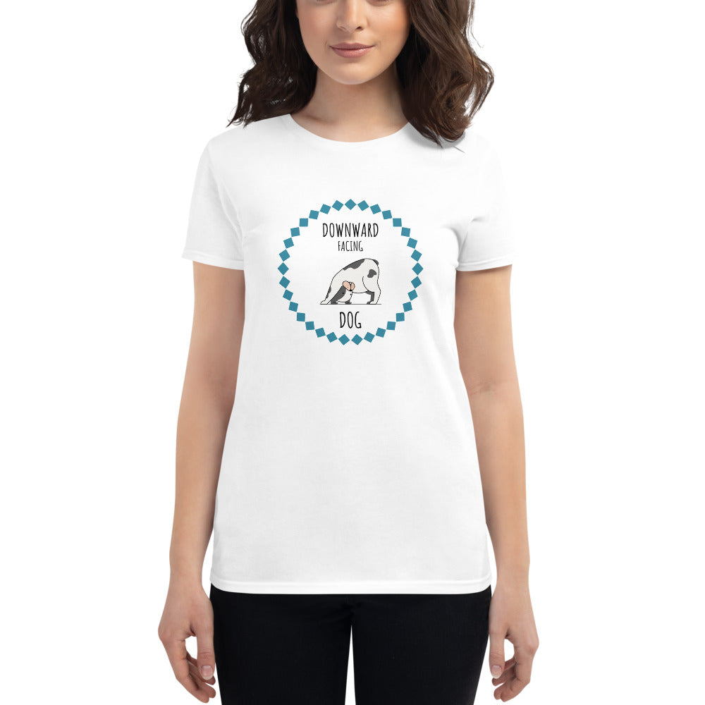 Yoga Dog, Women's short sleeve t-shirt, White