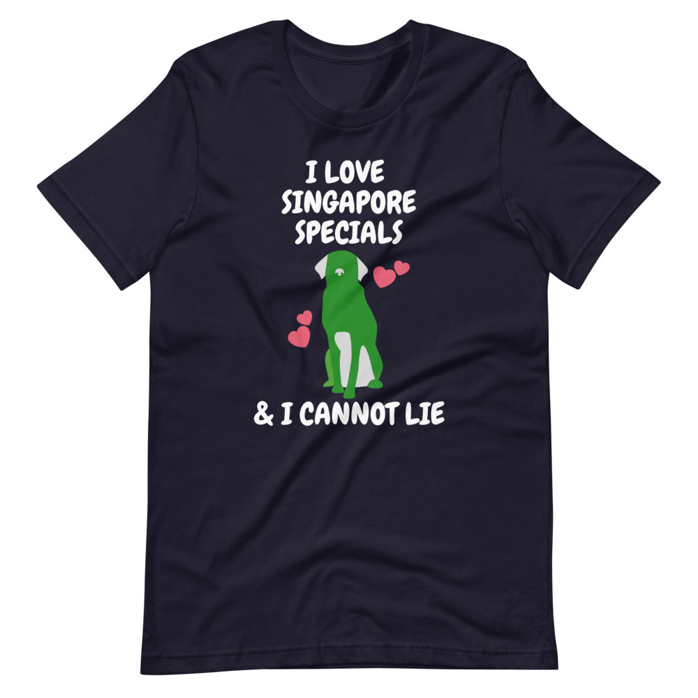 I Love Singapore Specials, Short-Sleeve Unisex T-Shirt, Navy