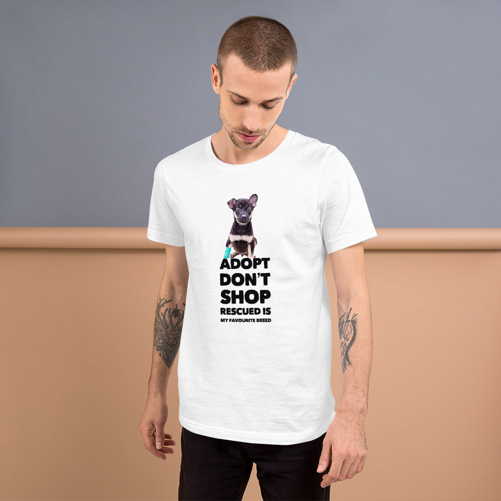 adopt, don't shop dog dad shirt - unisex t-shirt, dog mom shirt, best gifts for dog lovers, dog lover shirt, gifts for dog dad, funny shirt