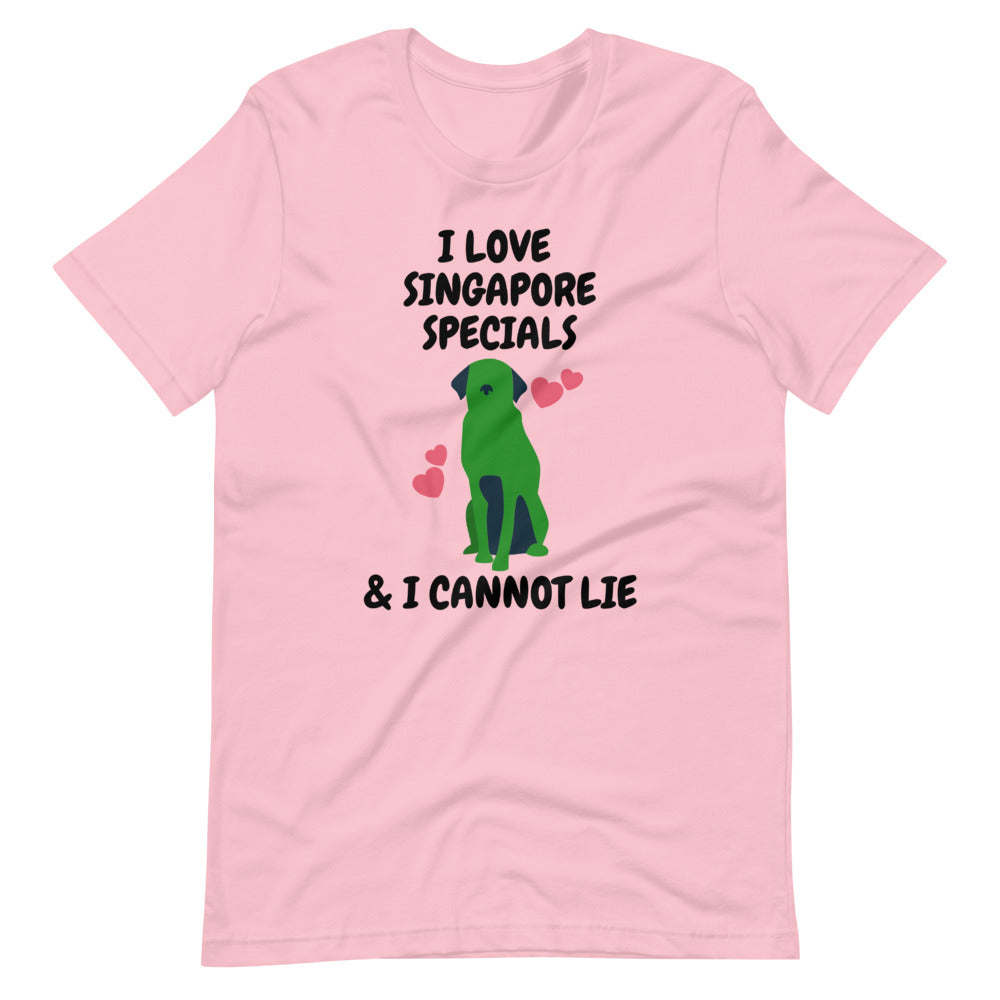 I Love Singapore Specials, Short-Sleeve Unisex T-Shirt, Pink