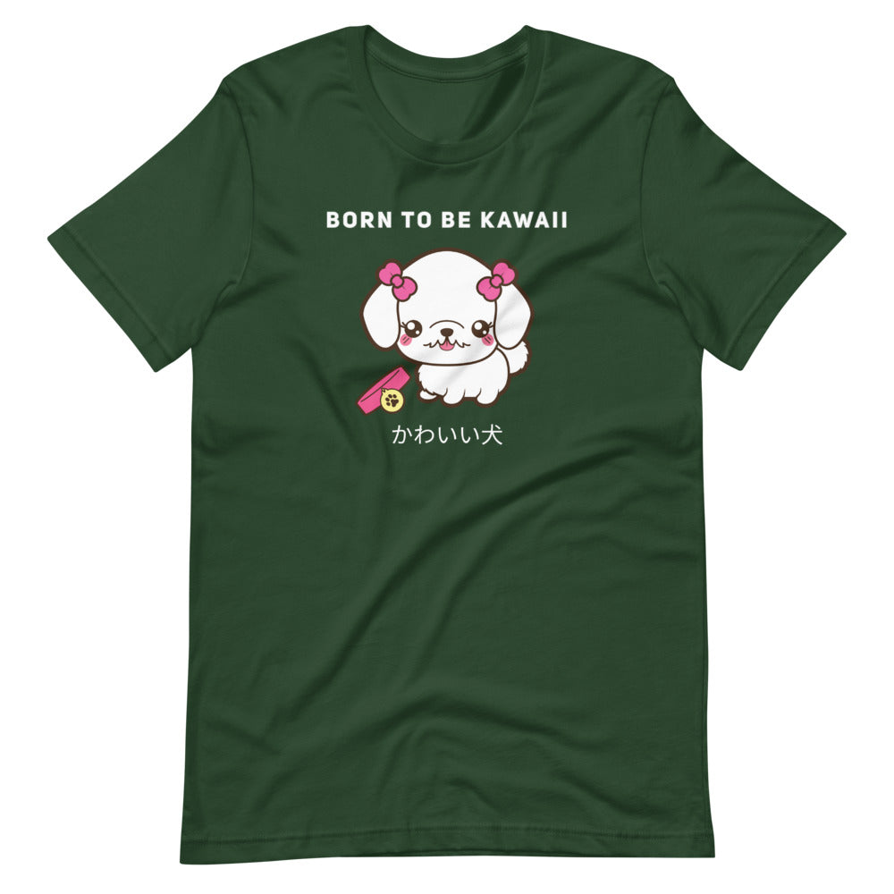 Born To Be Kawaii Poodle, Short-Sleeve Unisex T-Shirt, Forest Green