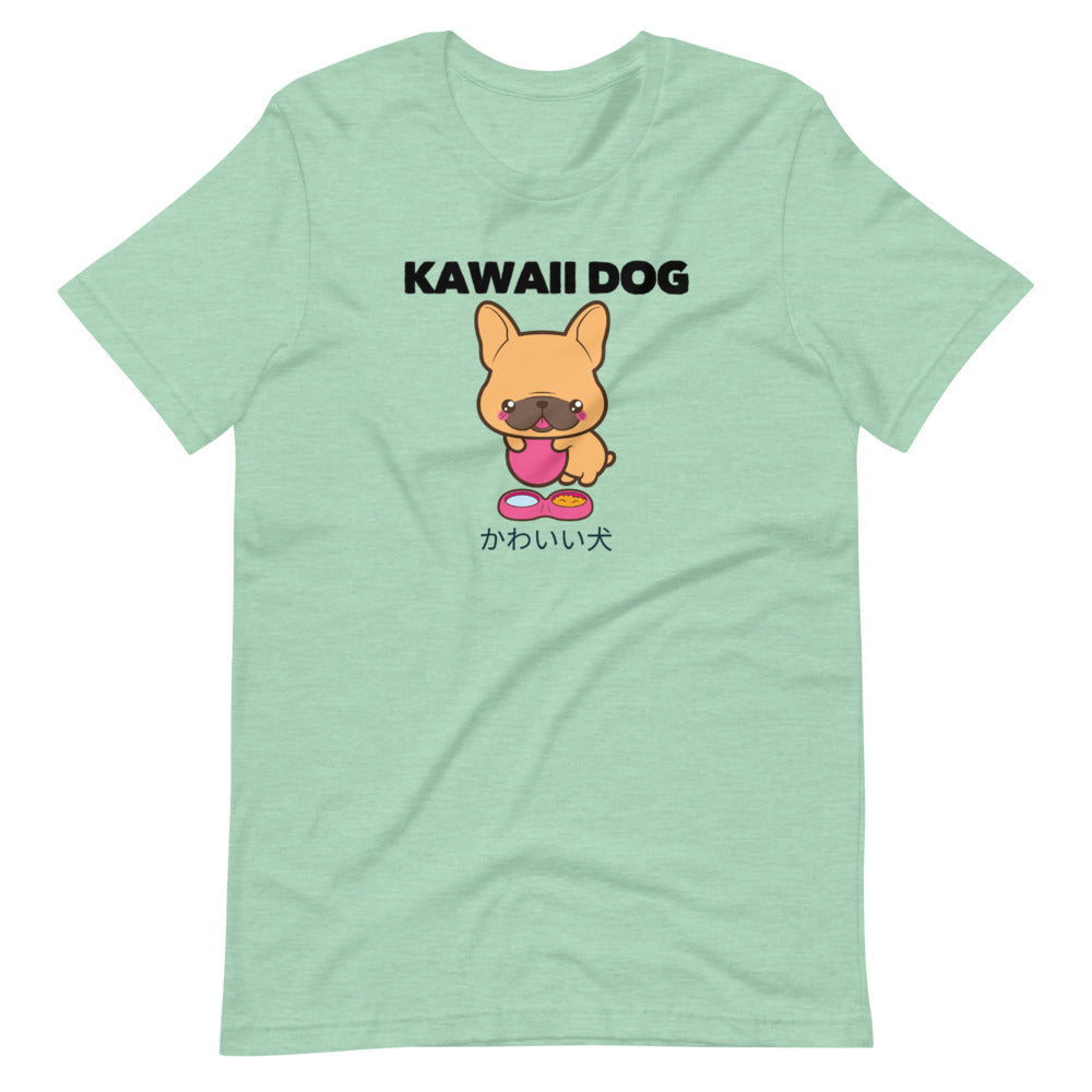 Kawaii Dog Frenchie, Short-Sleeve Unisex T-Shirt, Green