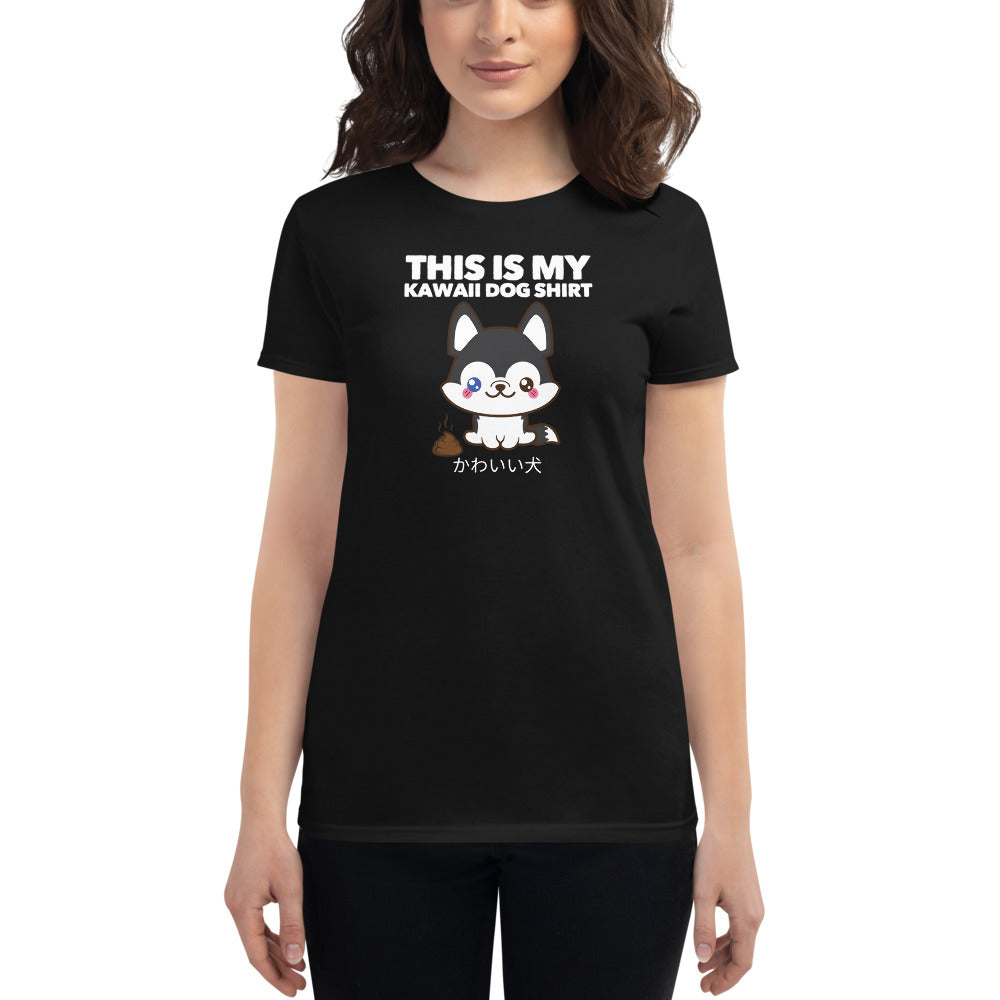 This Is My Kawaii Dog Shirt Husky, Women's short sleeve t-shirt, Black