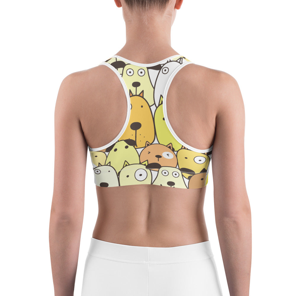 Yellow Funny Dogs on Sports Bras