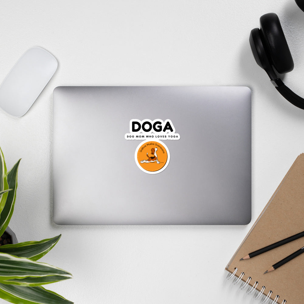 DOGA Dog Mom Who Loves Yoga on Bubble-Free Stickers