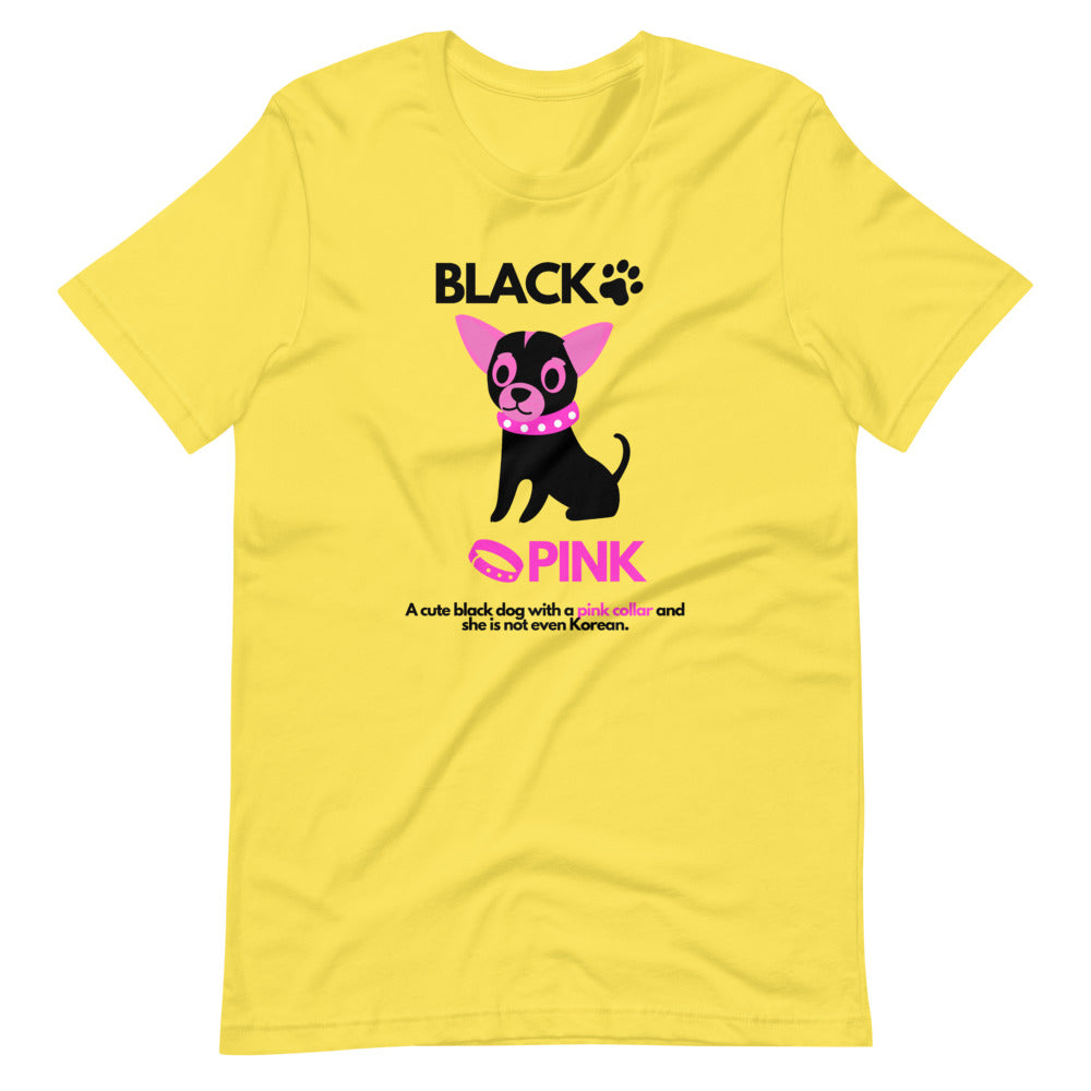 Black Pink Dog on Short-Sleeve Unisex T-Shirt