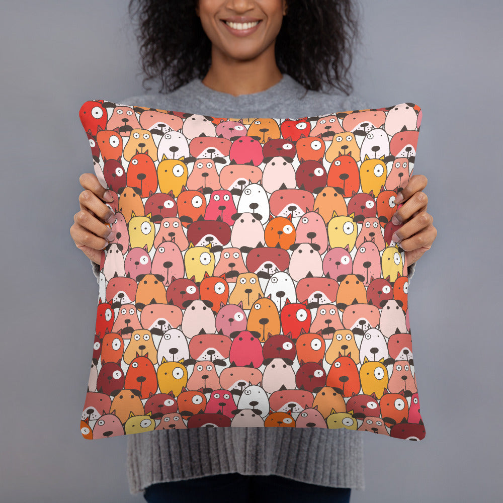 Crazy Dogs Red Premium Pillow