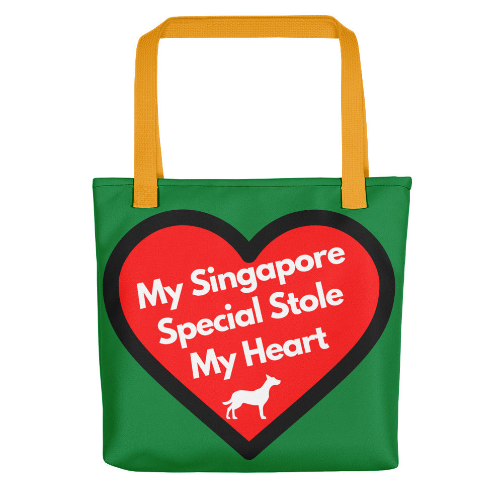 My Singapore Special Stole My Heart, Tote Bags, Green