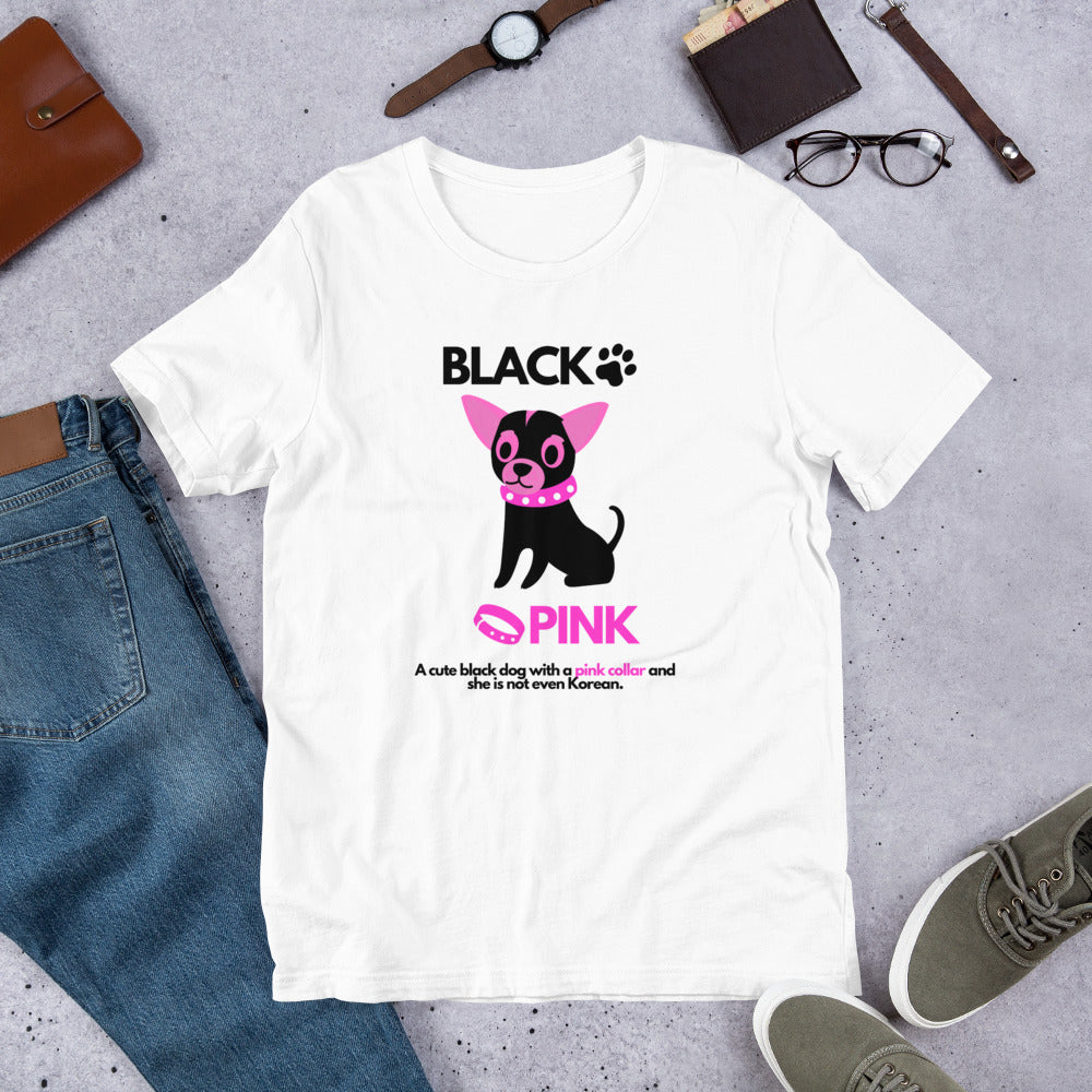 Black Pink Dog on Short-Sleeve Unisex T-Shirt
