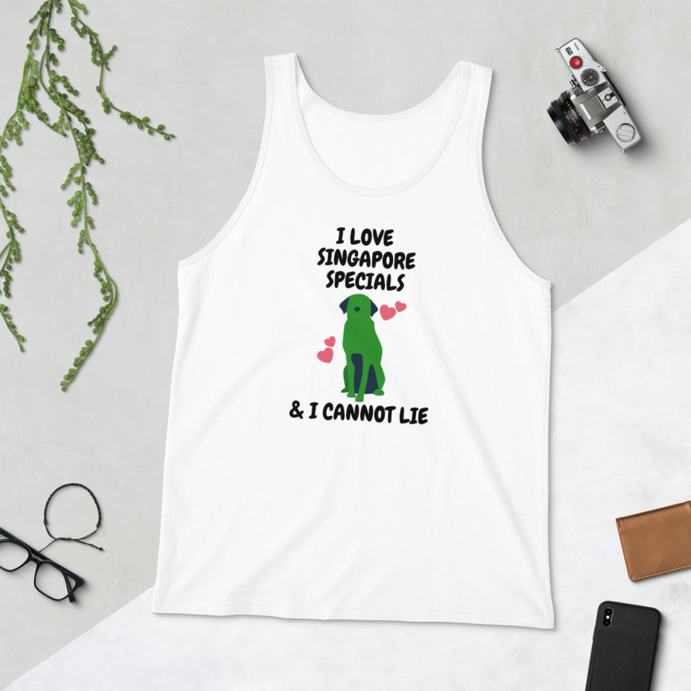 I Love Singapore Specials And I Cannot Lie Unisex Tank Top, White