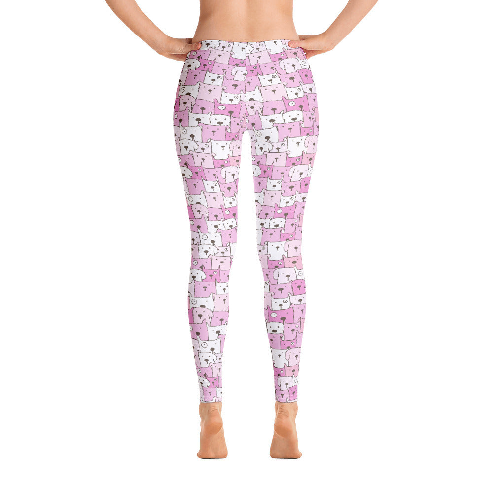 Pink Funny Dogs on leggings for women - Dog Mom Apparel