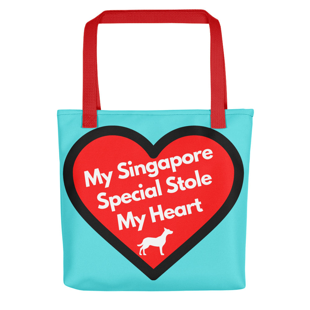 My Singapore Special Stole My Heart, Tote Bags, Blue
