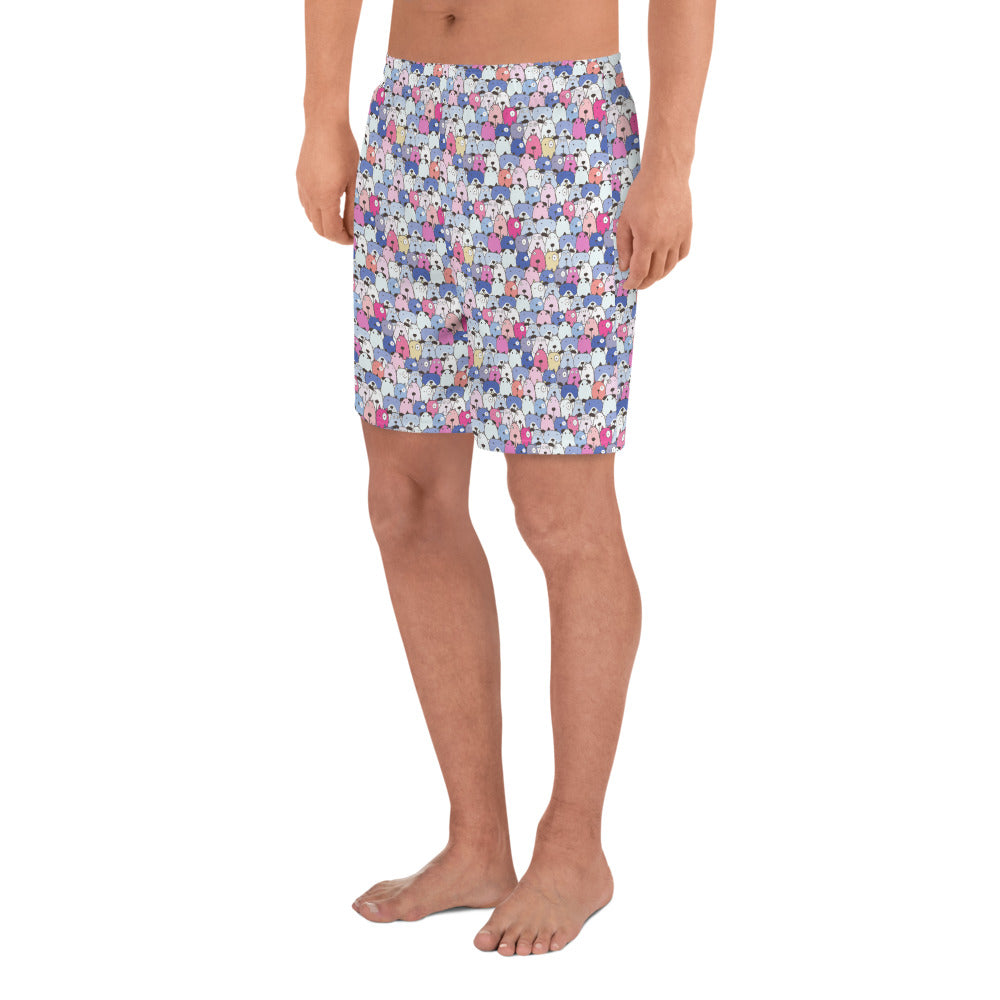 Funny Dogs Men's Athletic Long Shorts - Purple
