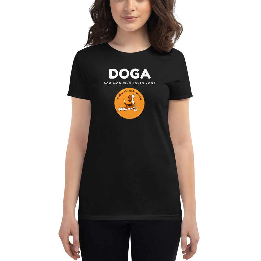 DOGA Dog Mom Who Loves Yoga Women's short sleeve t-shirt, Black