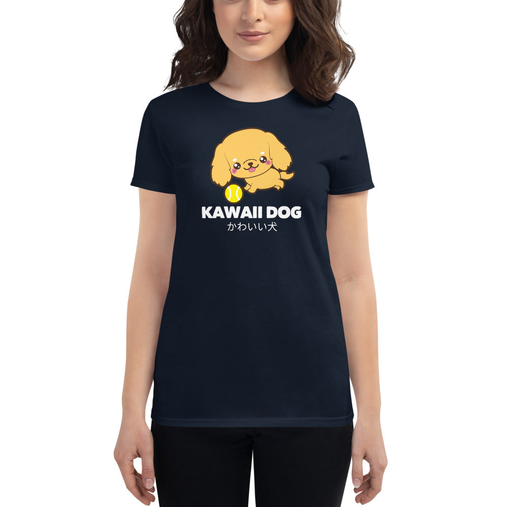 Kawaii Dog Corker Spaniel, Women's short sleeve t-shirt, Navy