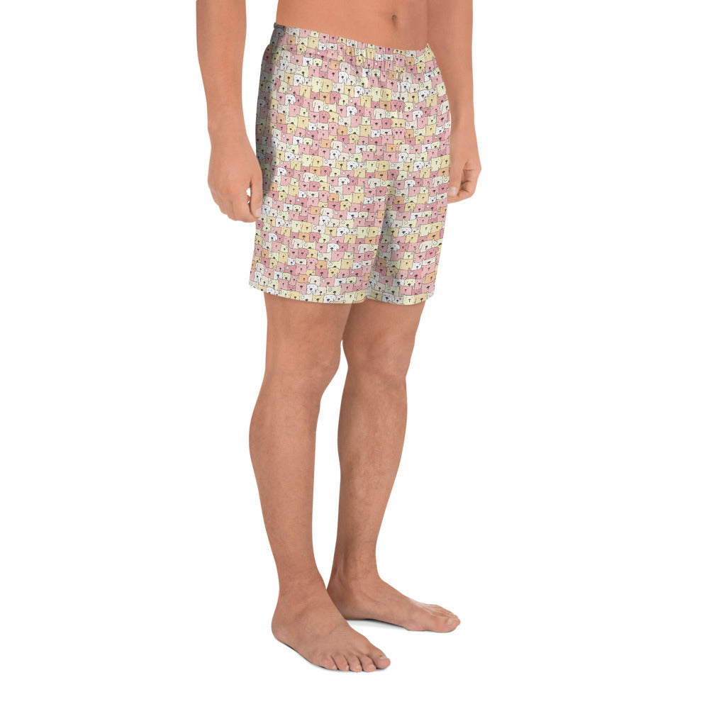 Funny Dogs Men's Athletic Long Shorts - Pink