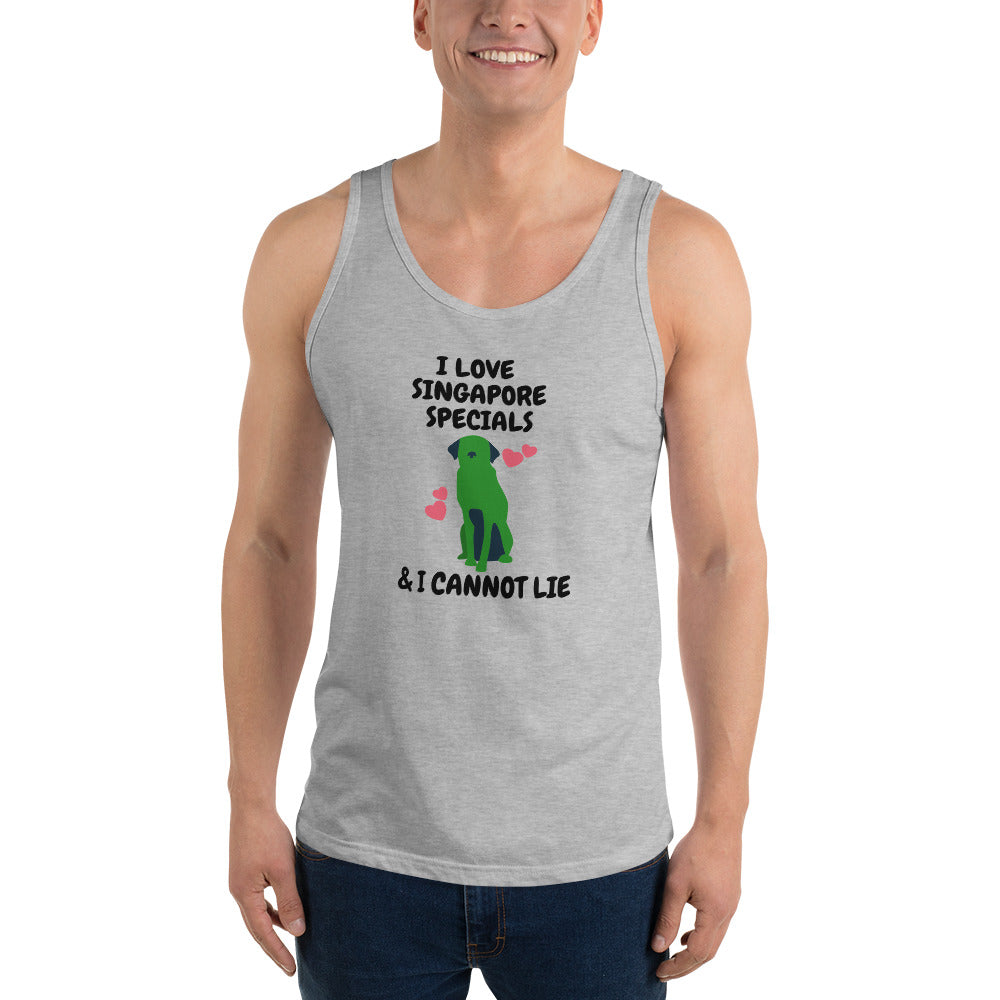 I Love Singapore Specials And I Cannot Lie Unisex Tank Top, Grey