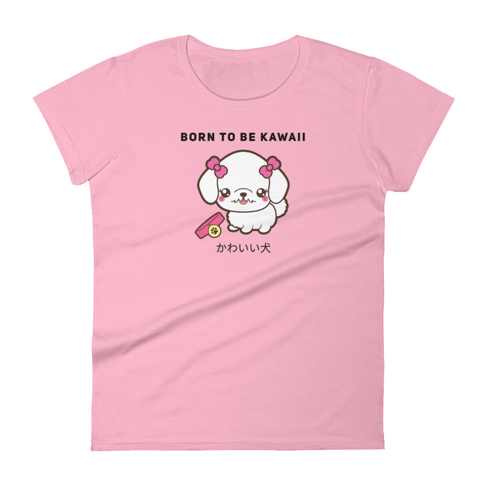 Born To Be Kawaii Poodle, Women's short sleeve t-shirt, Pink