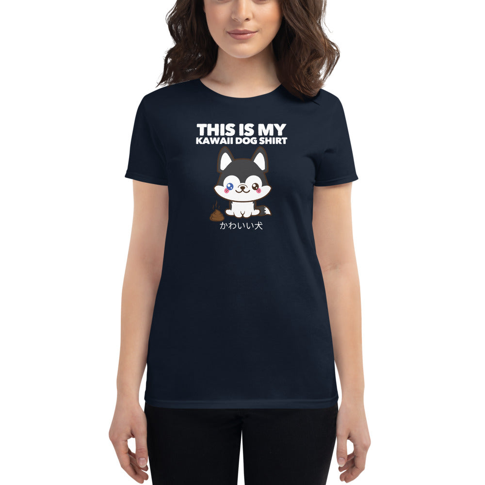 This Is My Kawaii Dog Shirt Husky, Women's short sleeve t-shirt, Navy