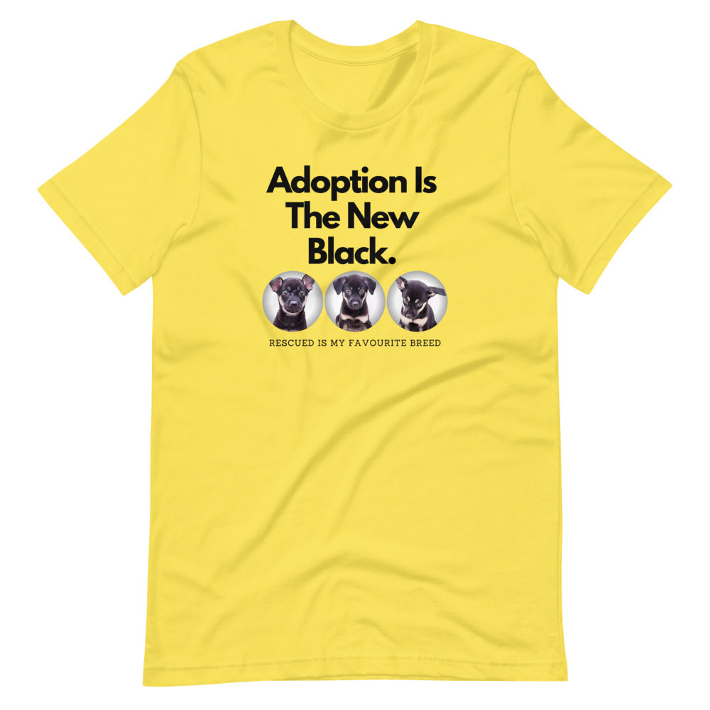 Adoption Is The New Black, Short-Sleeve Unisex T-Shirt, Yellow