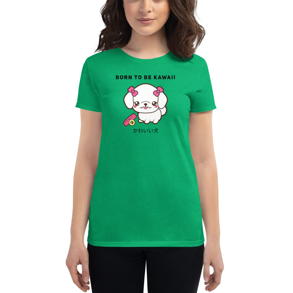Born To Be Kawaii Poodle, Women's short sleeve t-shirt, Green