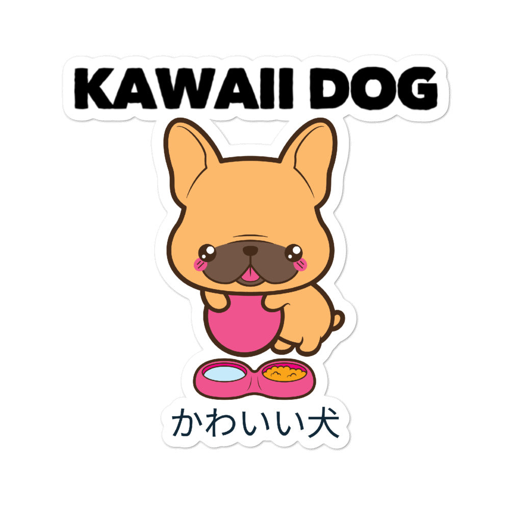 Kawaii Dog Frenchie on Bubble-free stickers, Frenchie Stickers 