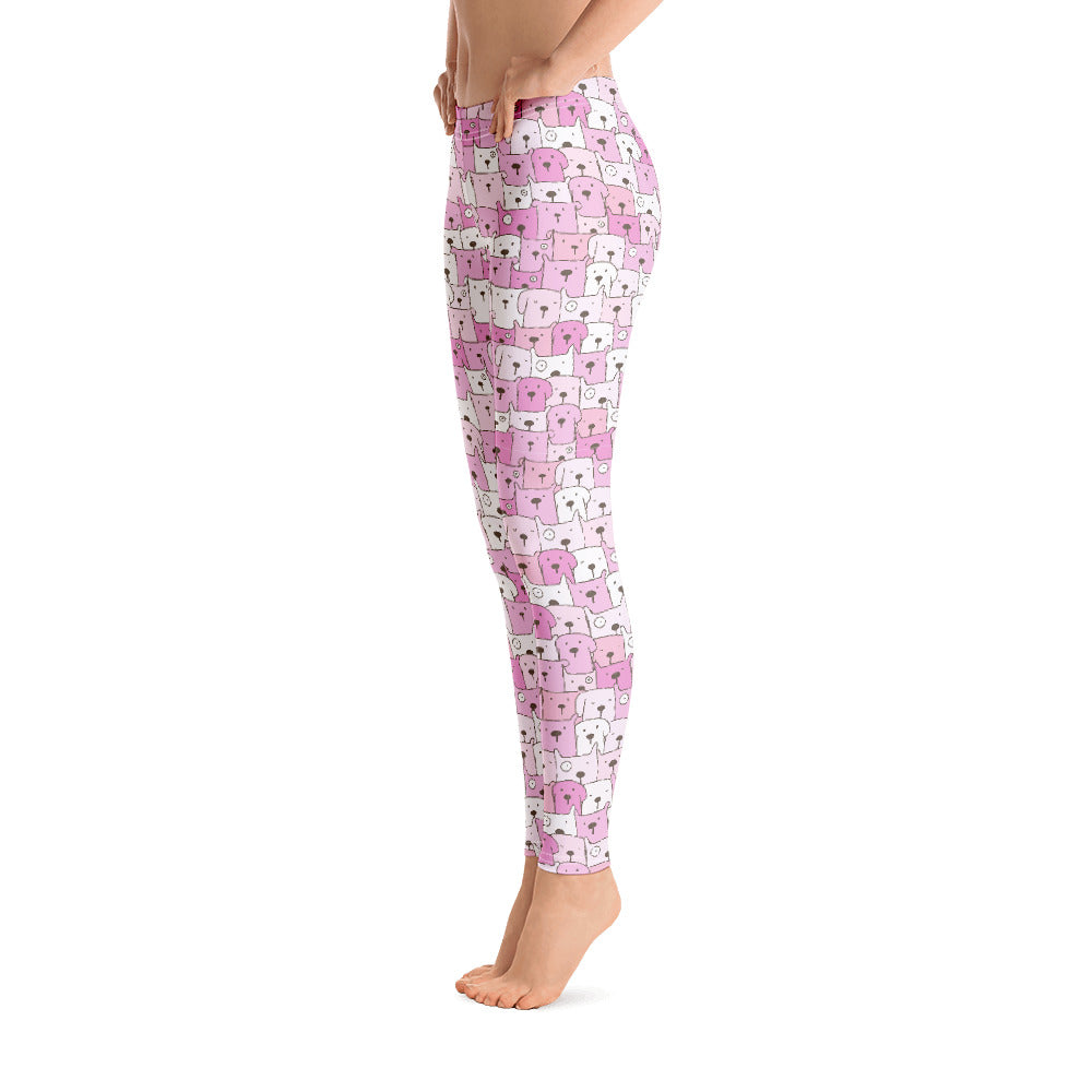 Pink Funny Dogs on leggings for women - Dog Mom Apparel