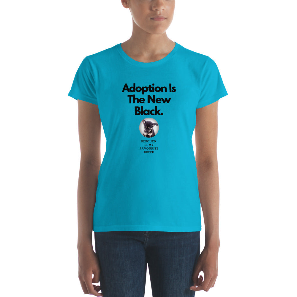Adoption The New Black Dog Mom Shirt, Women's Short-Sleeve TShirt