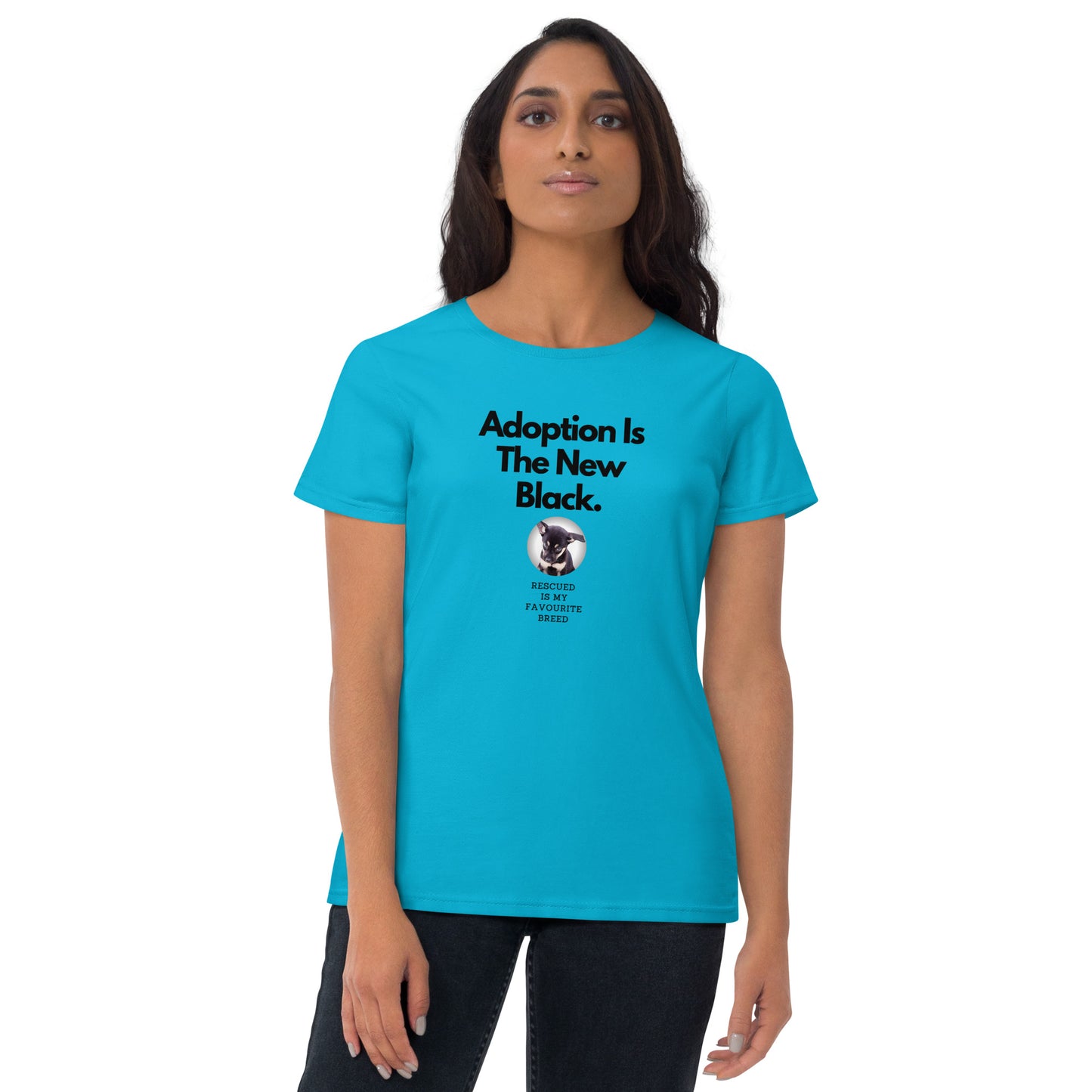 Adoption The New Black Dog Mom Shirt, Women's Short-Sleeve TShirt