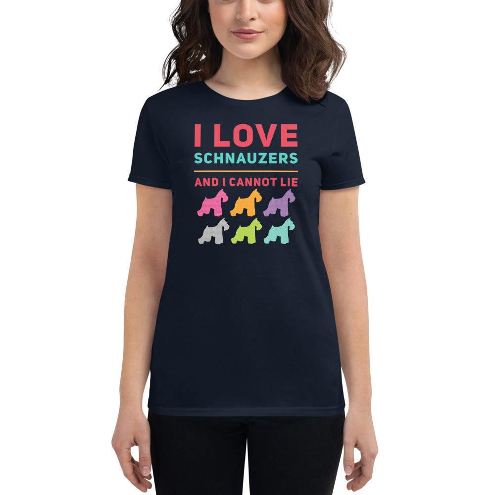 I Love Schnauzer Dog Mom Shirt, Women's Short-Sleeve T-Shirt