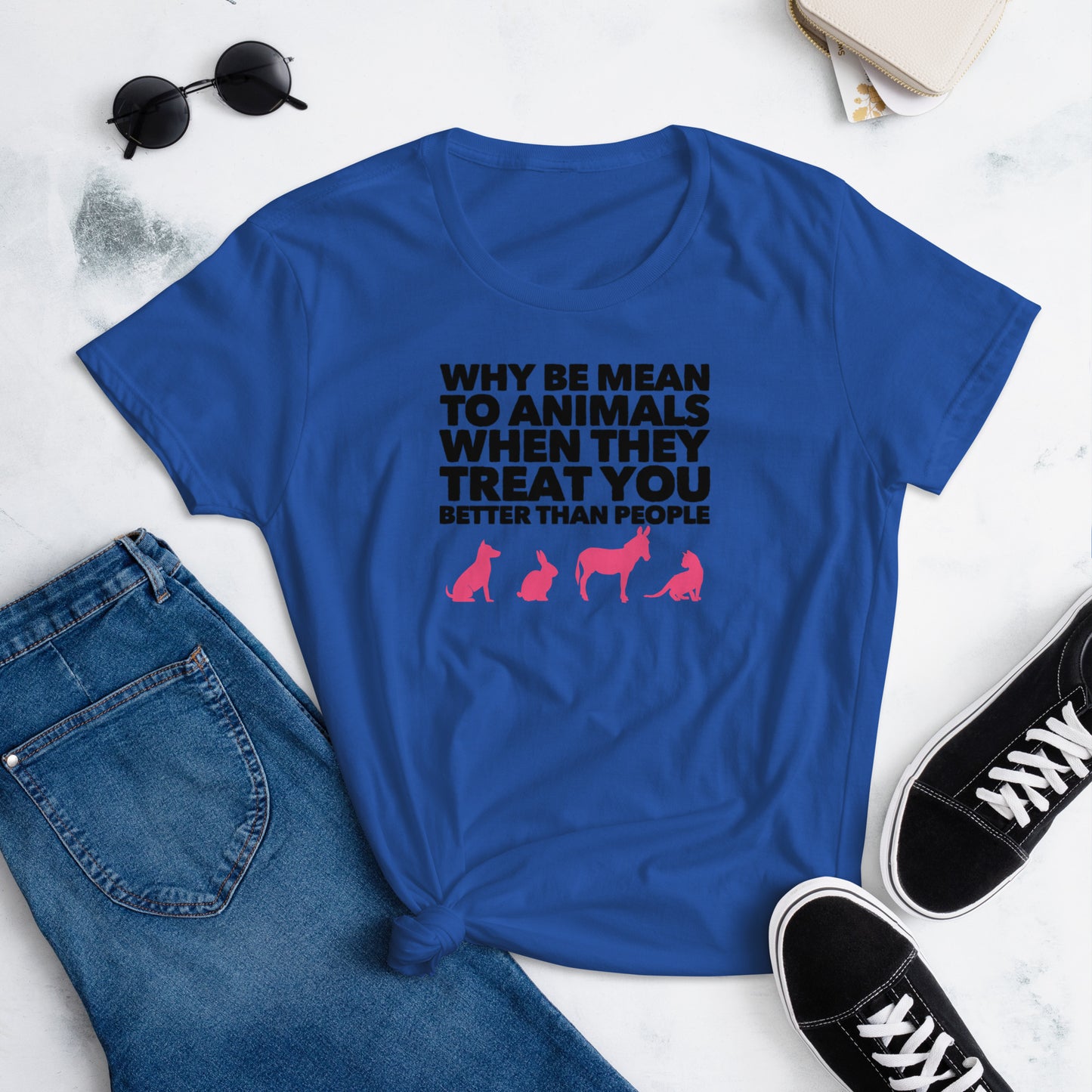 Why Be Mean To Animals Dog Mom Shirt, Women's Short-Sleeve