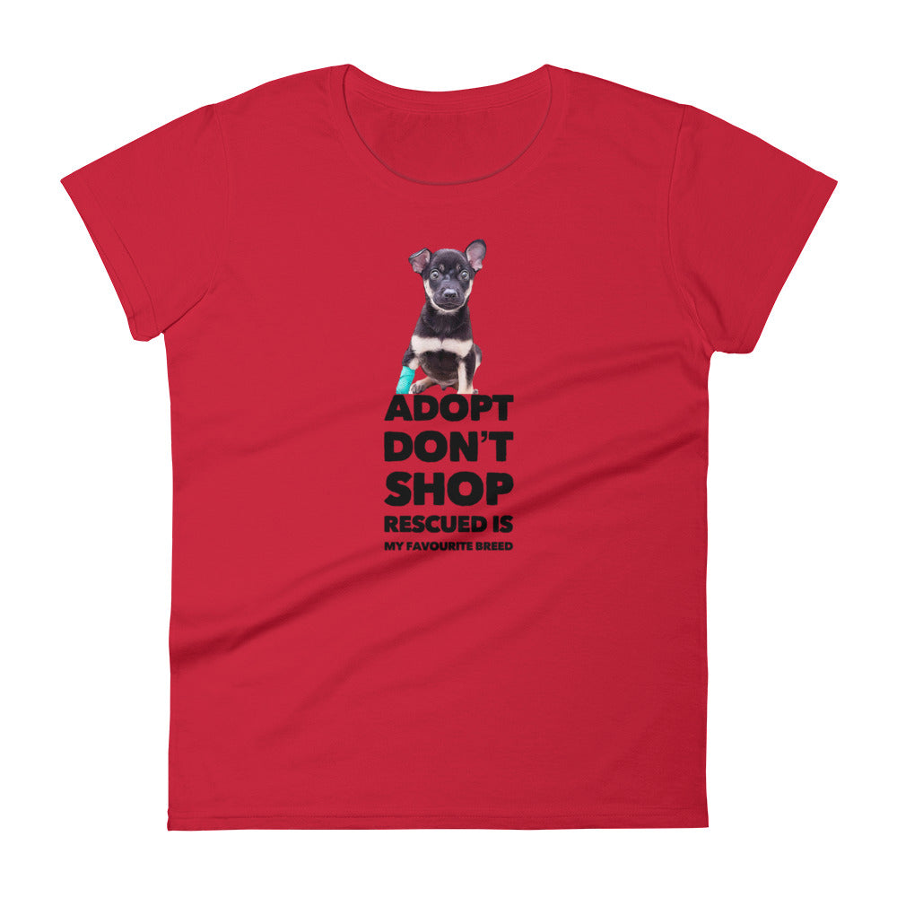 Adopt Don't Shop Dog Mom Shirt, Women's Short-Sleeve T-Shirt