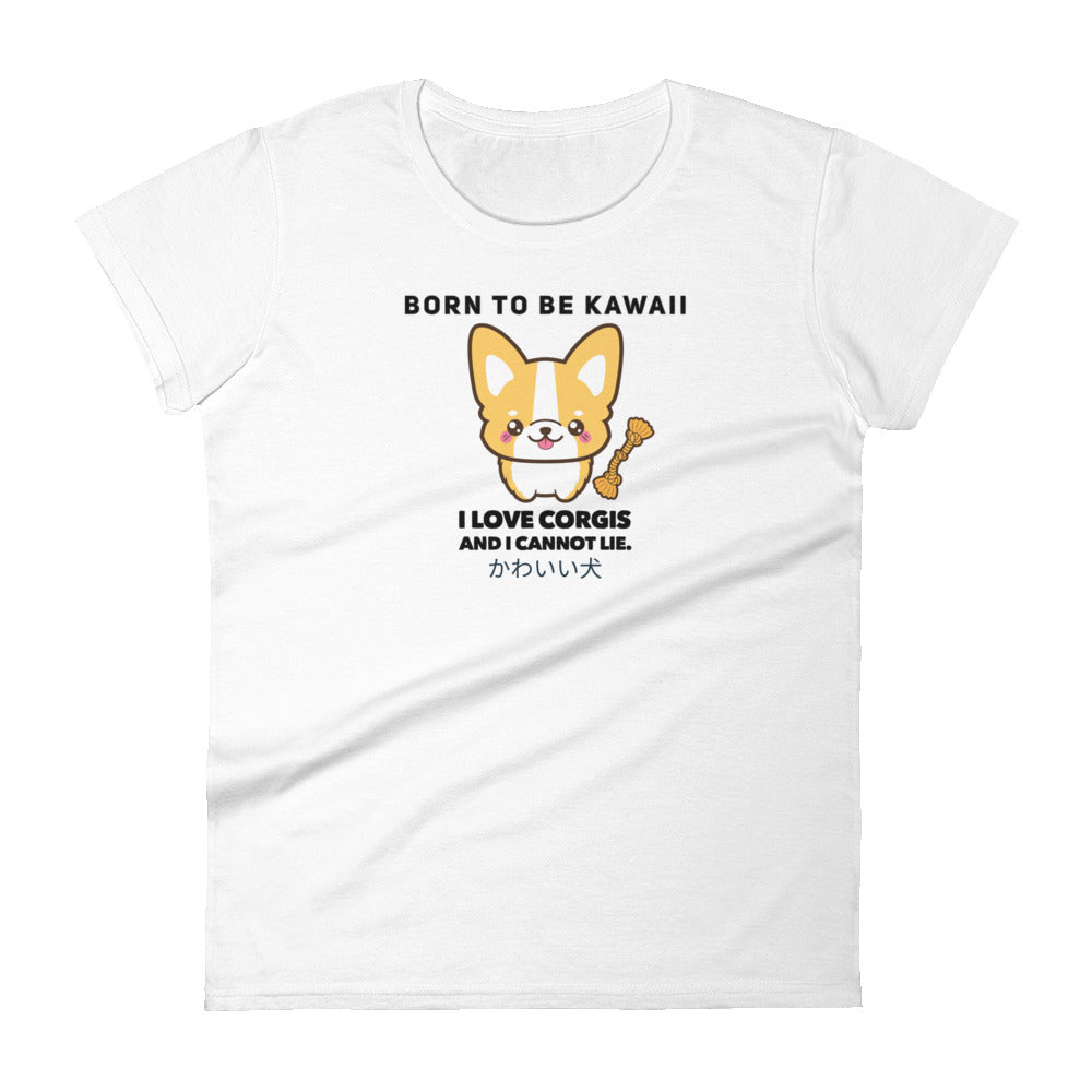 Kawaii Corgi Dog Mom Shirt, Women's Short-Sleeve T-Shirt